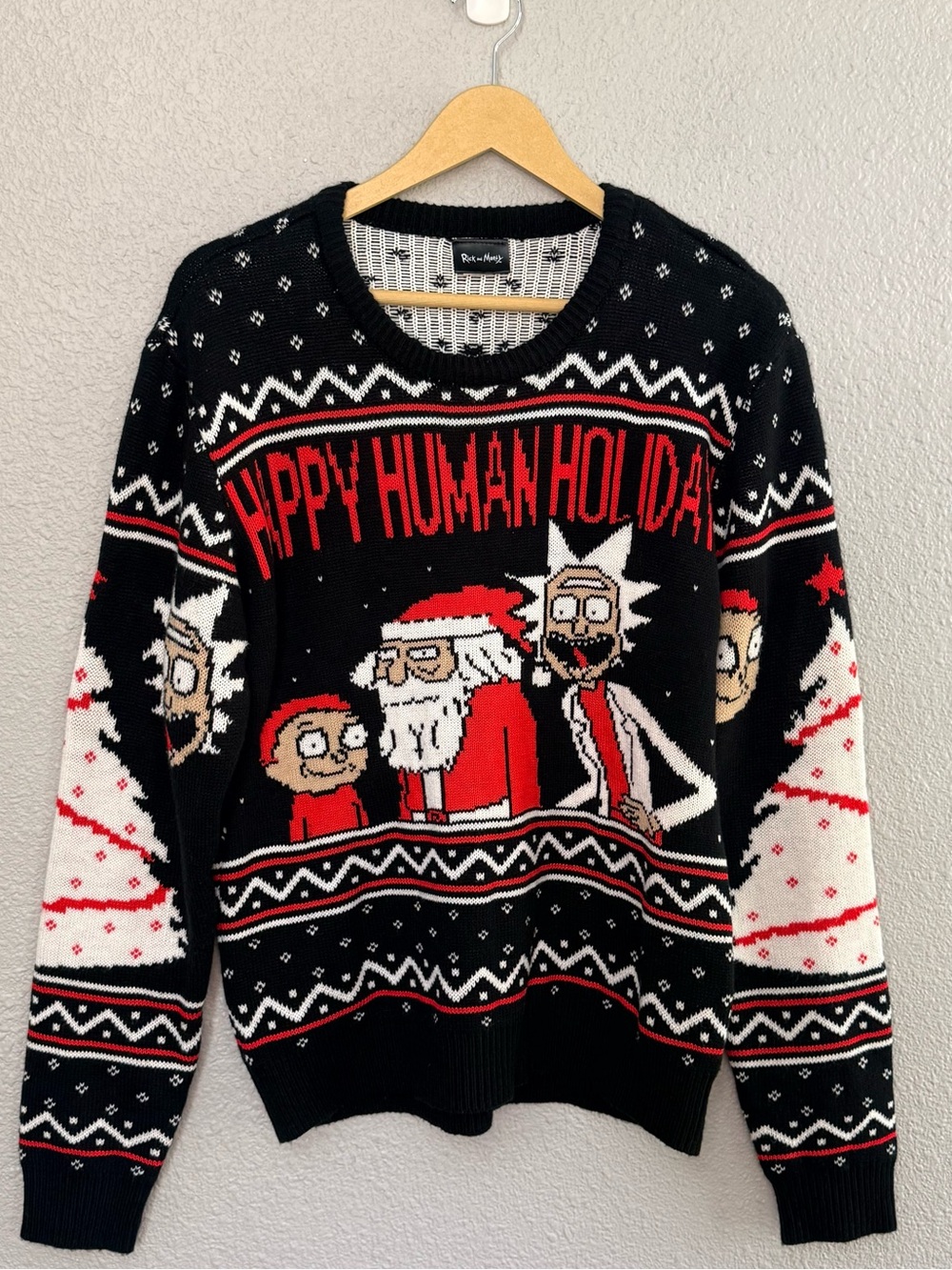 Rick and Morty | Ugly Christmas Sweater | Happy Human Holiday | Size Medium